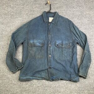 Snow Peak Indigo Cotton Linen Jacket JK-20SU304 Mens Blue Workwear Utility Shirt